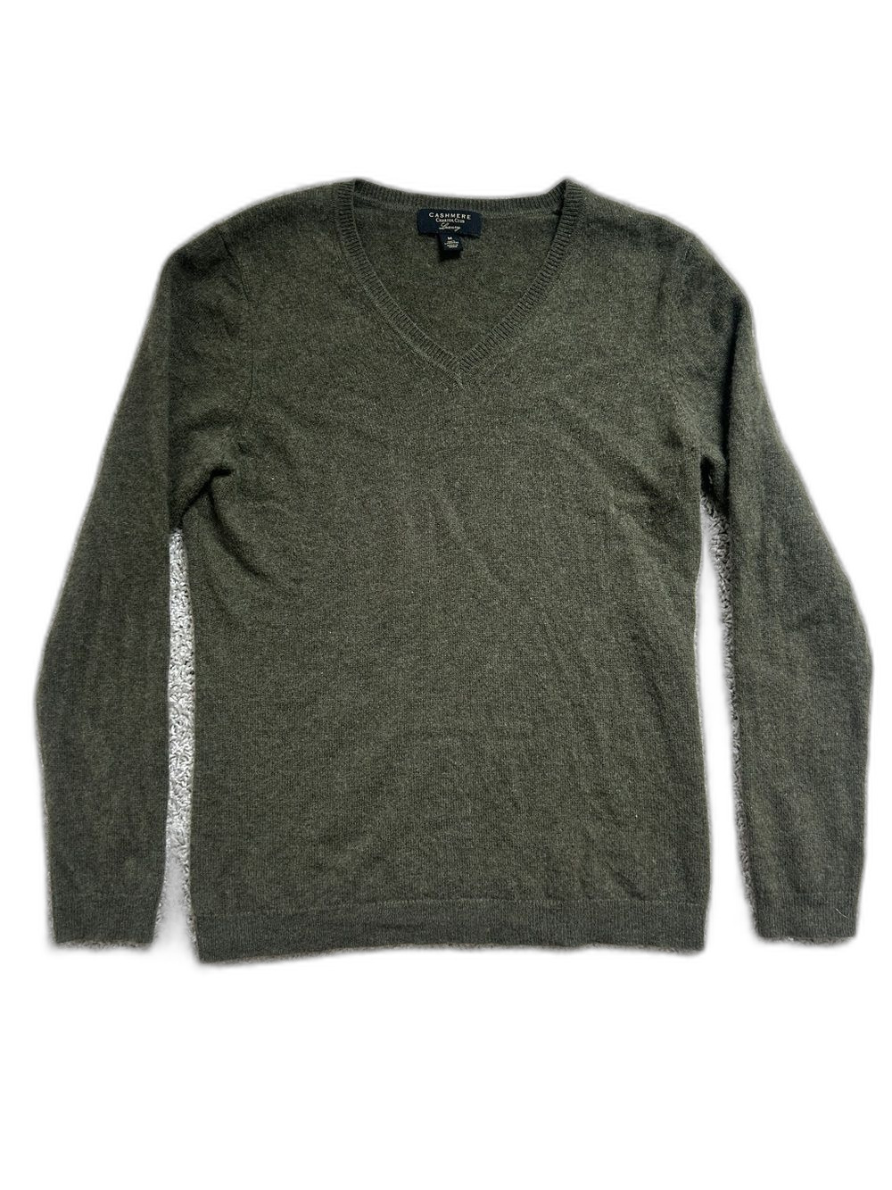 Charter Club Luxury 100% Cashmere V-Neck Sweater Women's Green Long Sleeve